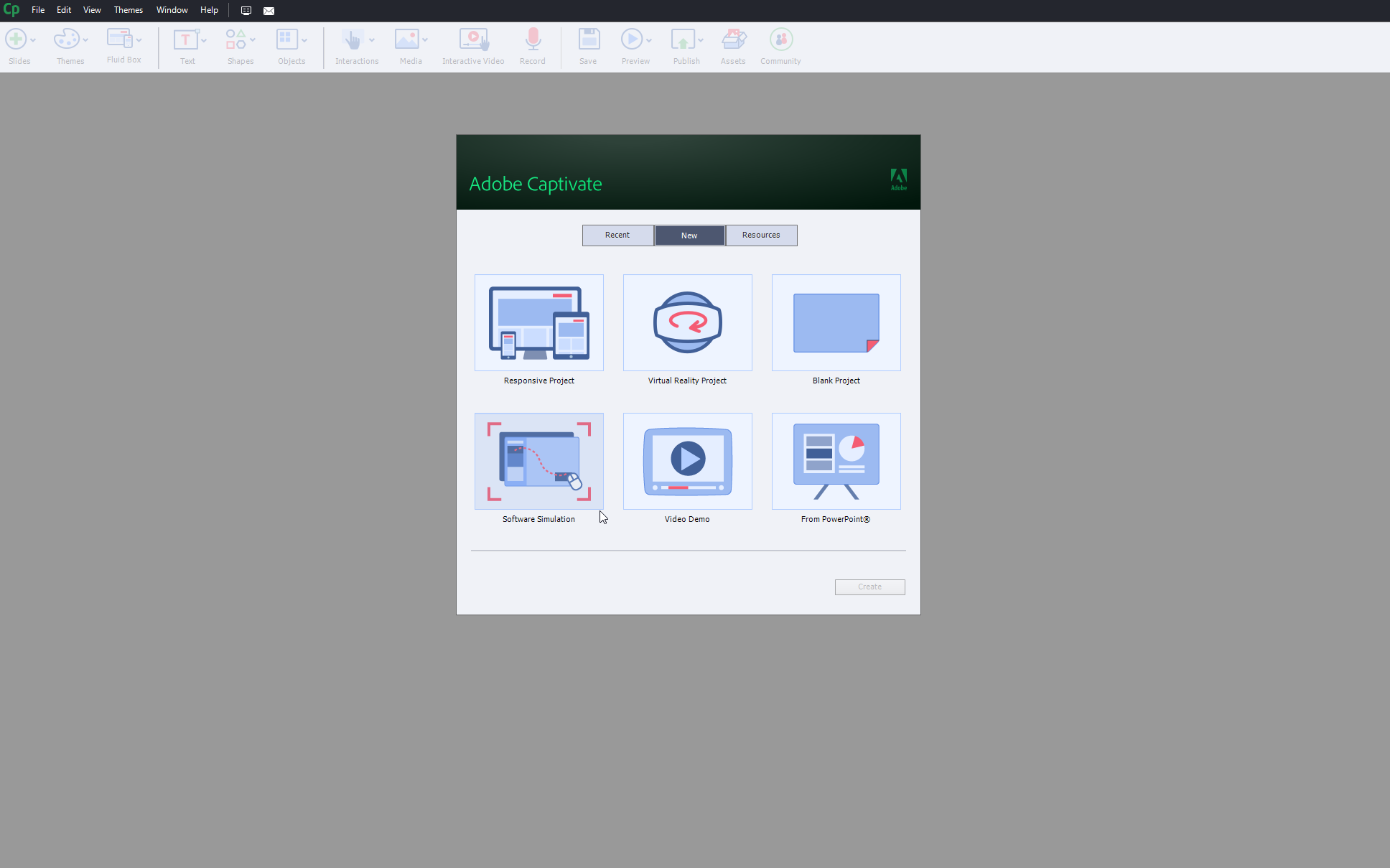 Screenshot der E-Learning Software Adobe Captivate